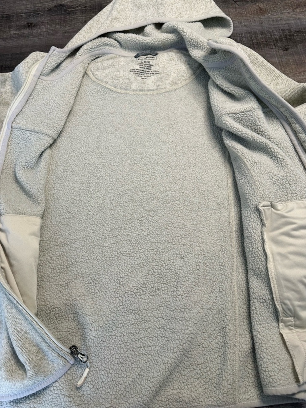 Durable L.L. Bean Light Gray Full-Zip Hooded Polyester Jacket Women’s Large - Picture 8 of 17